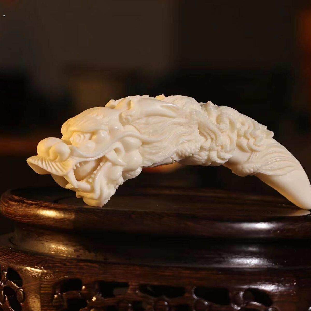 鹿角雕刻龙牙文玩牙尖吊坠挂件手把项链饰品手把件小摆件手玩件