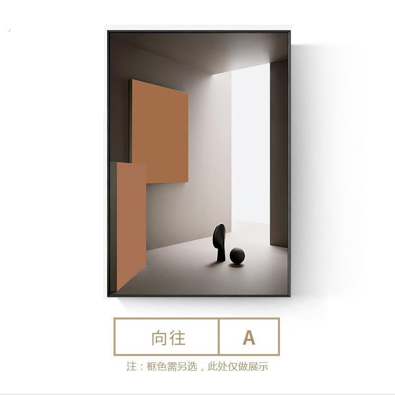 玄关装饰画意式极简延伸空间壁画入户过道竖版挂画客厅轻奢落地画