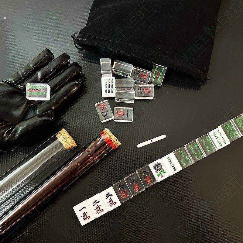 斗牌传说同款瓦西子透明麻将番茄汁道具可携式露营户外日式益智桌