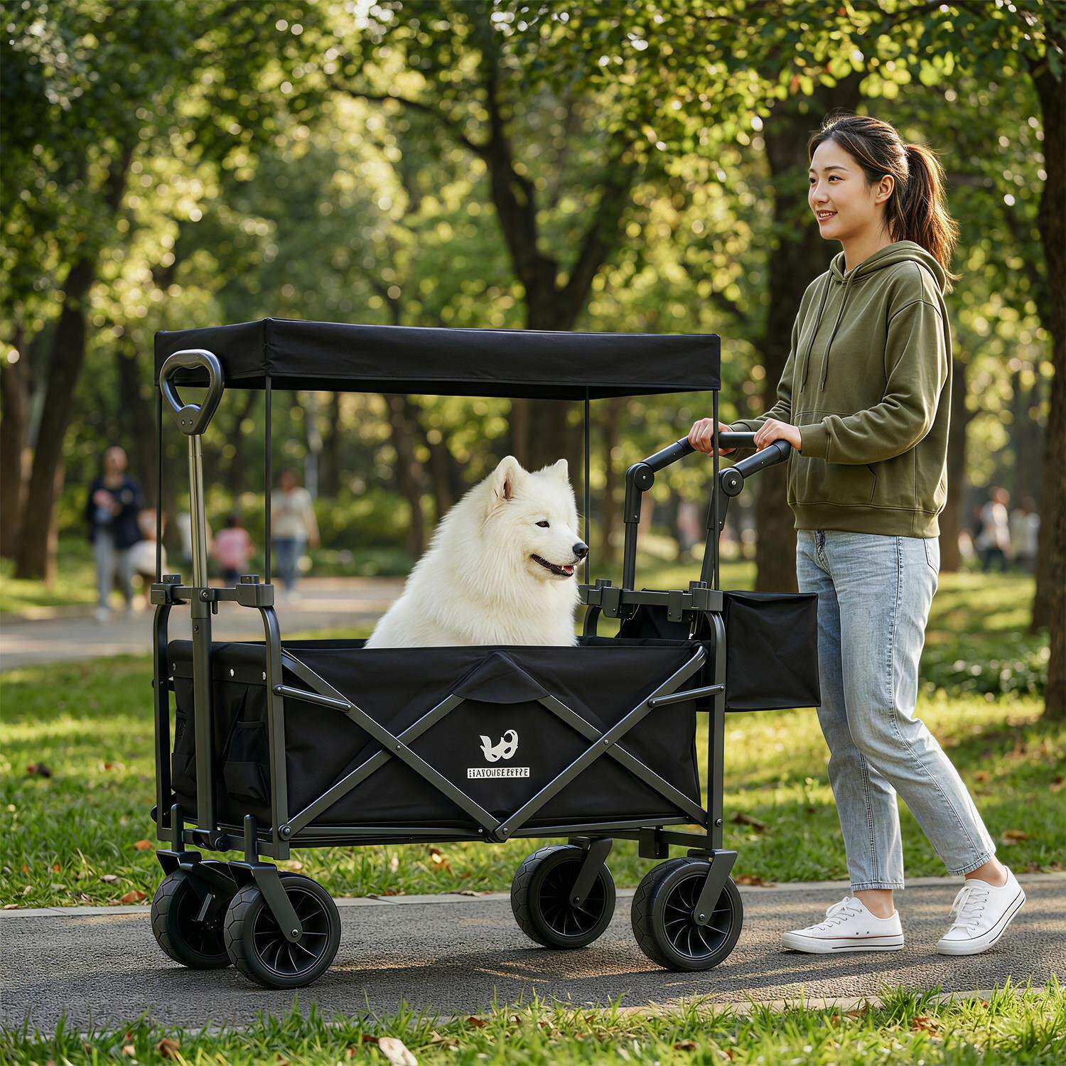 宠物推车大型犬中型犬轻便可折叠一键收车小推车萨摩耶手推车遮阳