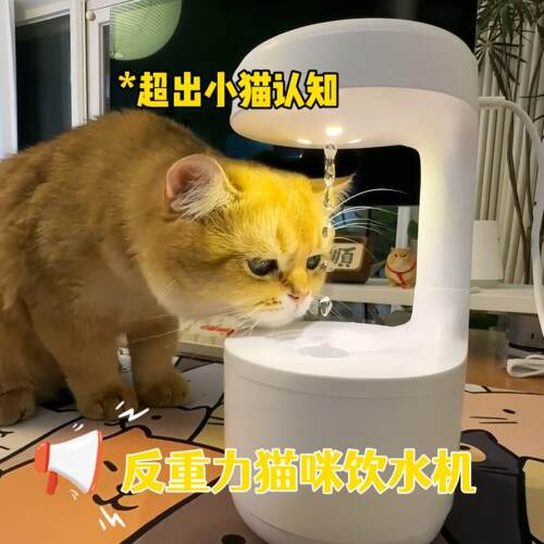 反重力猫咪饮水机带过滤宠物创意自动循环饮水器防烧干 干静音雾