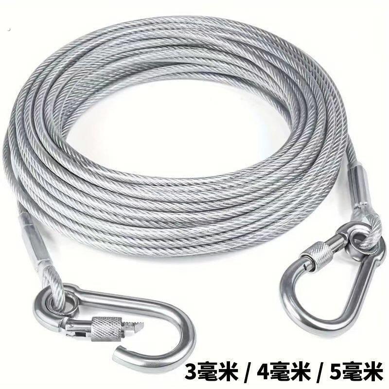 加长不锈钢狗狗牵引绳狗炼小中大型犬宠物钢丝绳加粗链子狗绳防咬