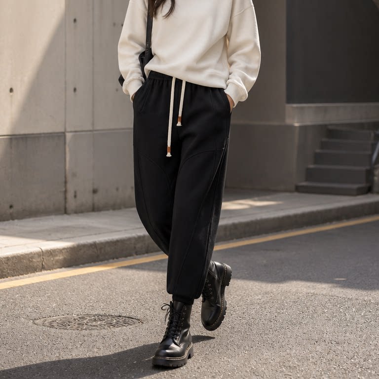 女士针织弯刀裤宽松显瘦遮胯