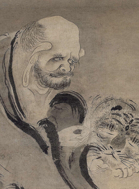 南宋牧溪二祖调心图古代人物画字画卷轴国画名画复制品仿古画挂画