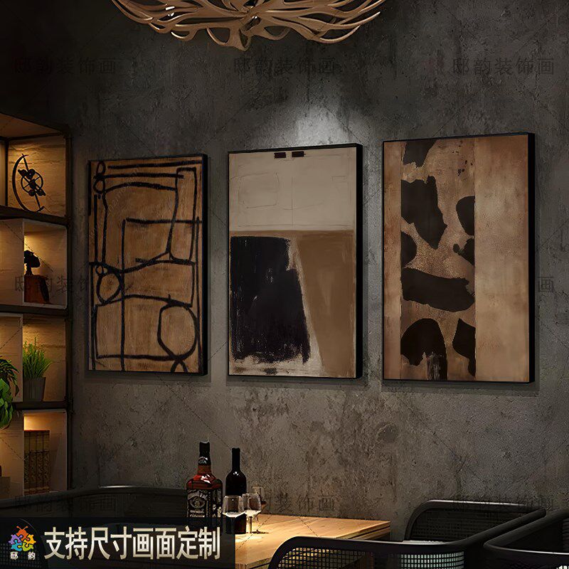 宅寂侘寂风客厅过道挂画民宿酒店房间床头装饰画软装油画布无框画