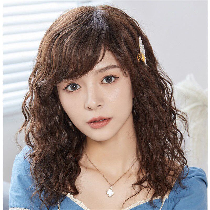 假发女长卷发真发全真人发中老年妈妈女士中长发遮白发蓬松全头套