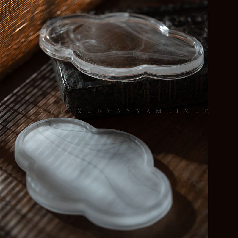 小雅瓷器家丨中式水墨琉璃壶承茶盘 家用泡茶小型干泡台 透明磨砂