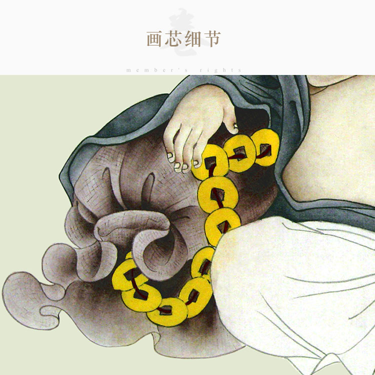 弥勒佛画像 大肚能容 笑口常开挂画 客厅装饰画 书房办公室卷轴画