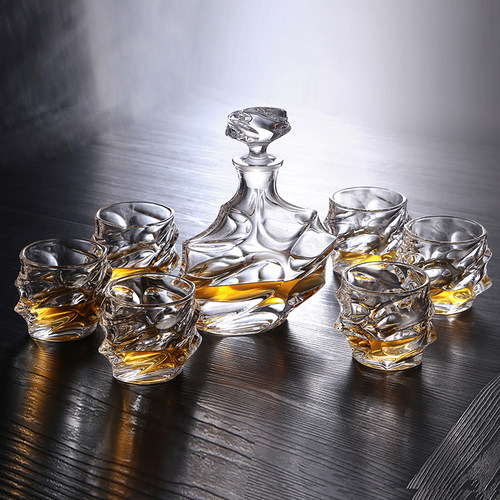 水晶威士忌杯洋酒杯大号啤酒杯醒酒器玻璃酒瓶礼盒套装红酒杯家用