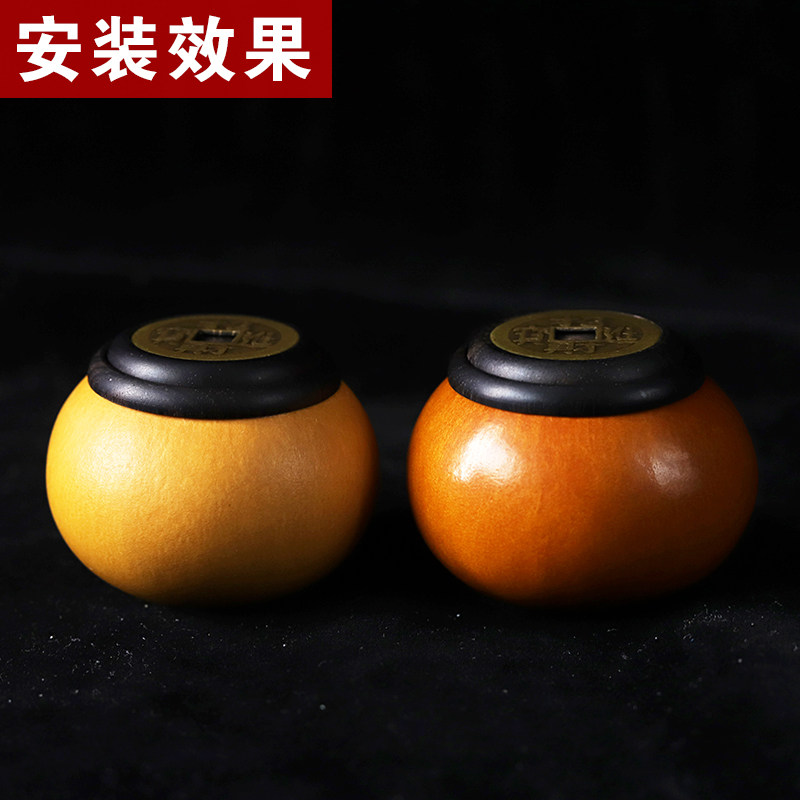 转转钱镶口文玩小葫芦配件镶嵌天然胡芦手把件配饰实木盖子可旋转