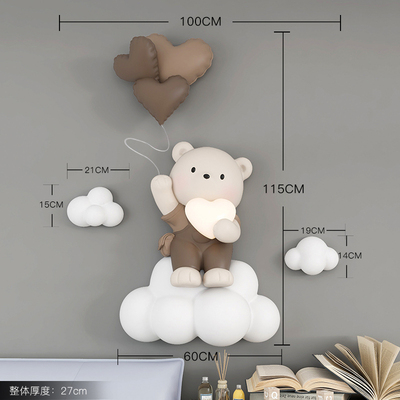 布科3d立体浮雕熊装饰画灯儿童房卧室床头挂画玄关客厅沙发墙壁画