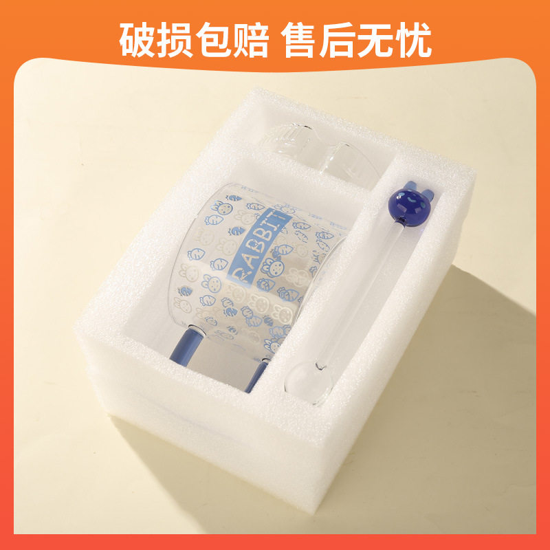 轻奢好看高硼硅玻璃水杯带盖儿童可爱卡通牛奶杯早餐杯咖啡杯家用