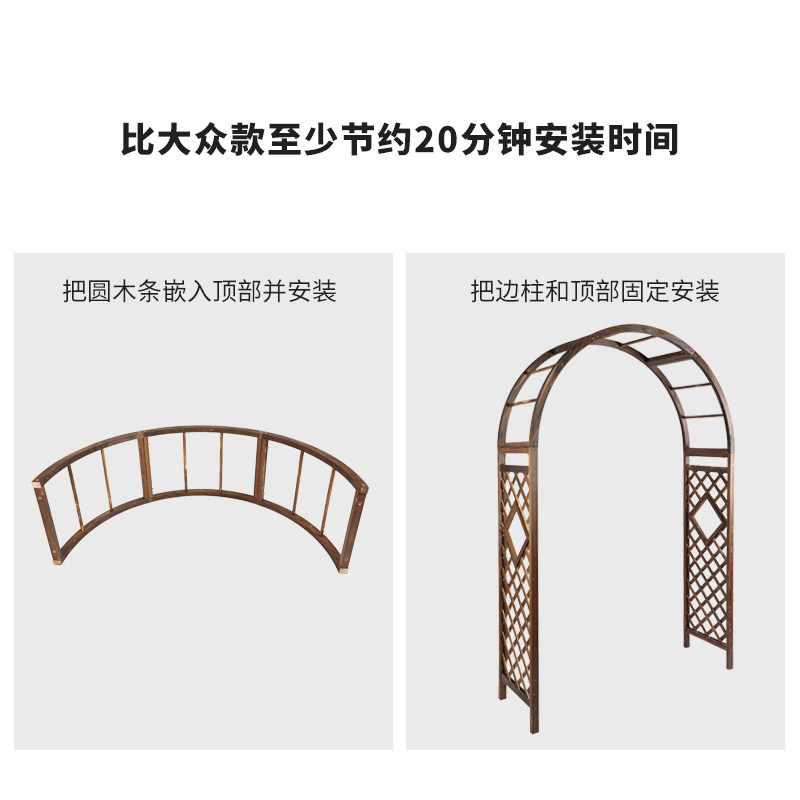 防腐木拱门花架爬藤架农村小院装饰户外花园拱形门葡萄架花箱拱门