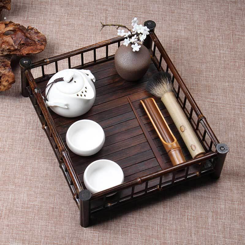 竹制席面茶垫杯托茶具配件茶架功夫茶杯架子日式茶道收纳架置物架