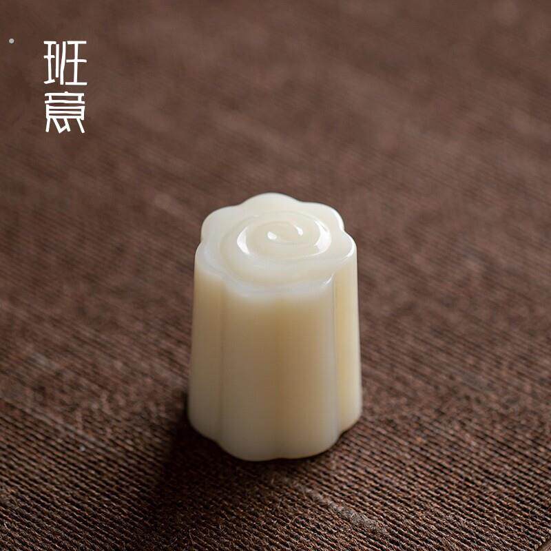 班意祥云琉璃玉石实心盖置紫砂壶盖子架家用茶壶陶瓷盖托茶道配件