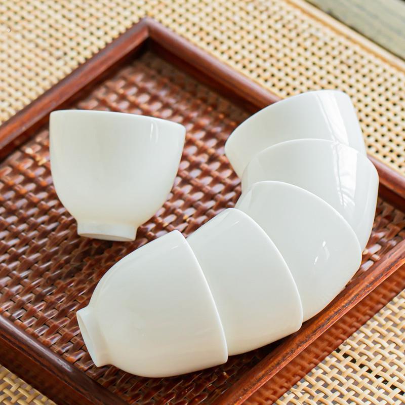 6个装 60毫升功夫茶茶具喝茶杯子品茗杯羊脂玉白瓷单杯红茶杯家用