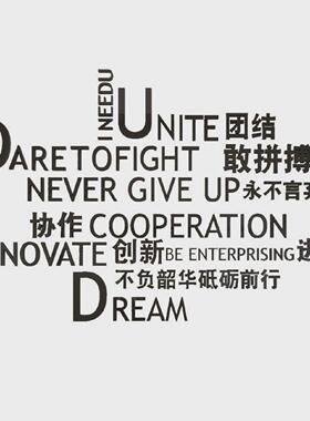 团队励志标语贴办公室墙面装饰品电商公司企业文化墙背景氛围布置