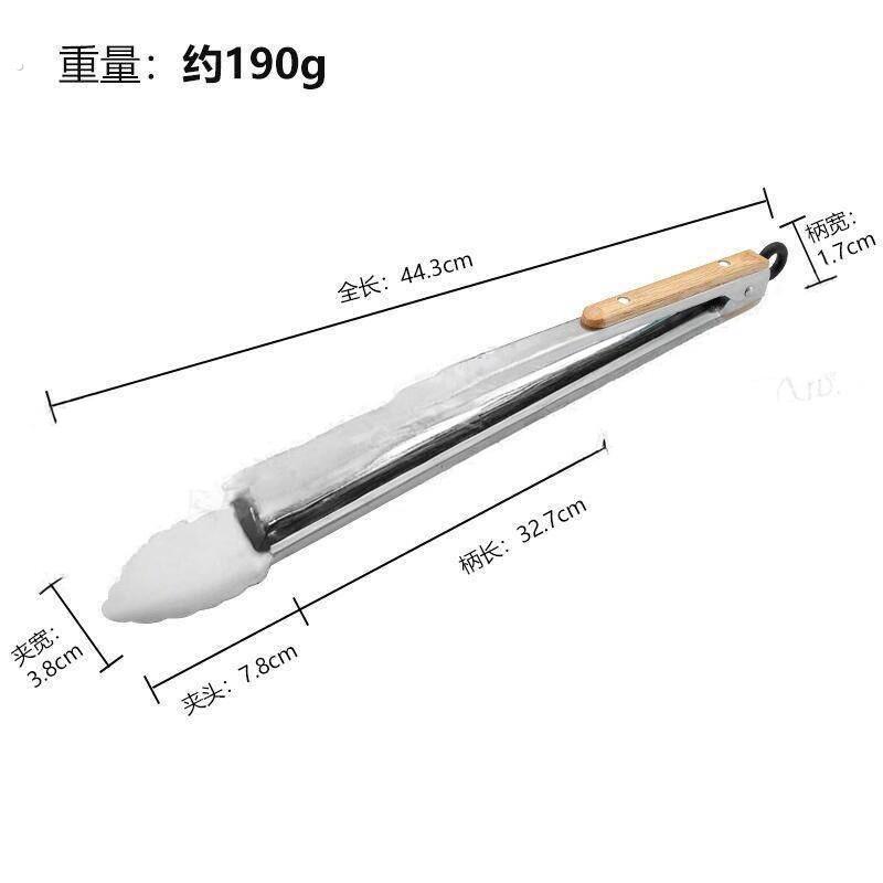 不锈钢烧烤夹子油炸专用夹子牛排夹卤菜夹加长加厚木柄商用防烫