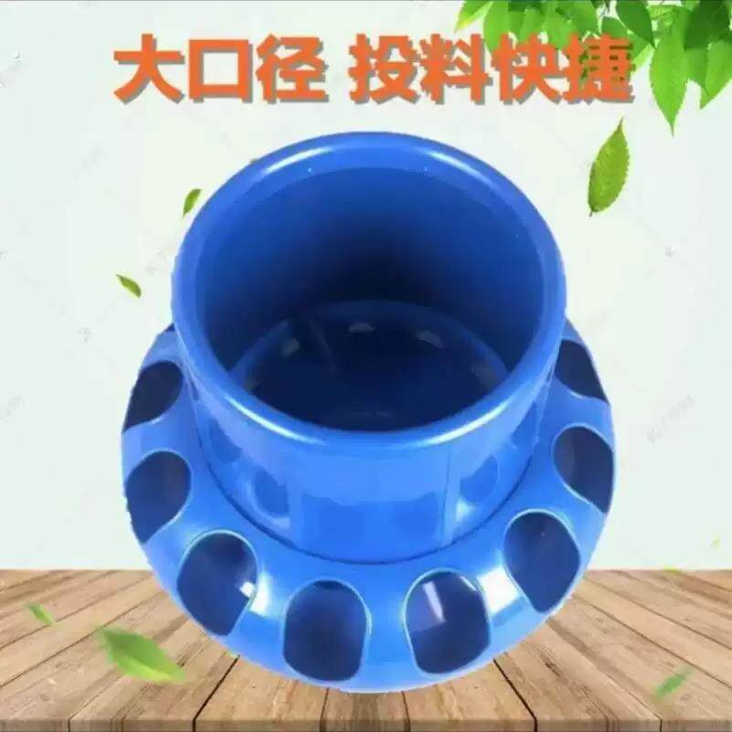 鸡鸭鹅蓝色自动漏食器独立喂食内置式大口径冻干粮超凡舒适