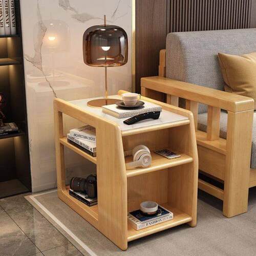 全实木边柜轻奢岩板沙发边几小户型收纳柜客厅茶几现代简约侧边柜