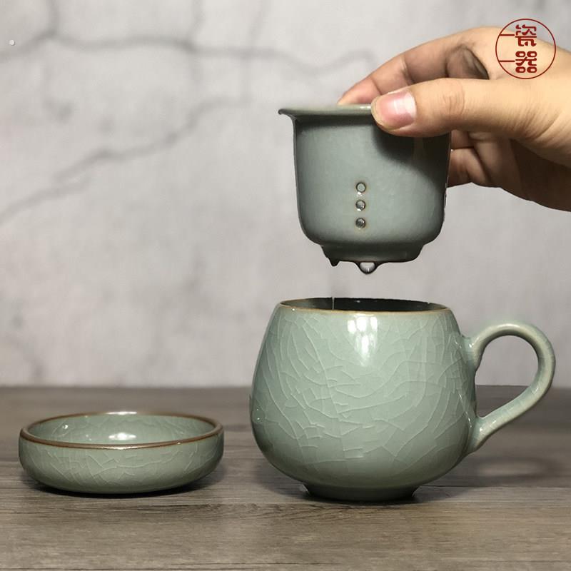 泡茶杯陶瓷杯子男水杯茶水分离带盖子带过滤茶漏水杯办公室马克杯