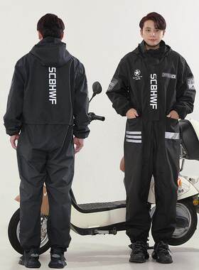 踏板弯梁电动摩托车机车专用雨衣连体款骑行服一体式全身雨披薄款