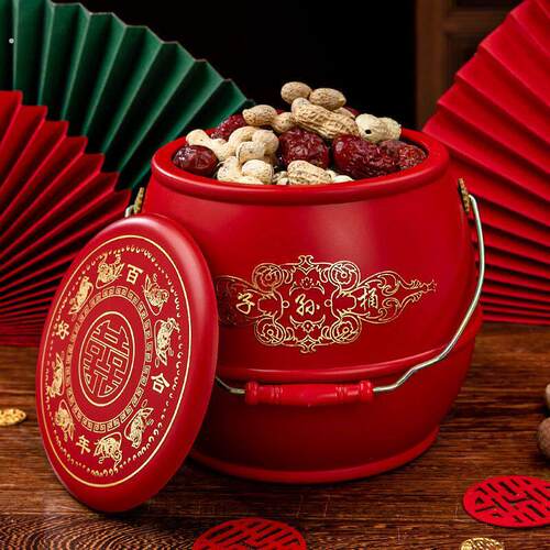 子孙桶结婚女方娘家陪嫁用品全套婚礼喜桶一对红桶红马桶新款婚庆