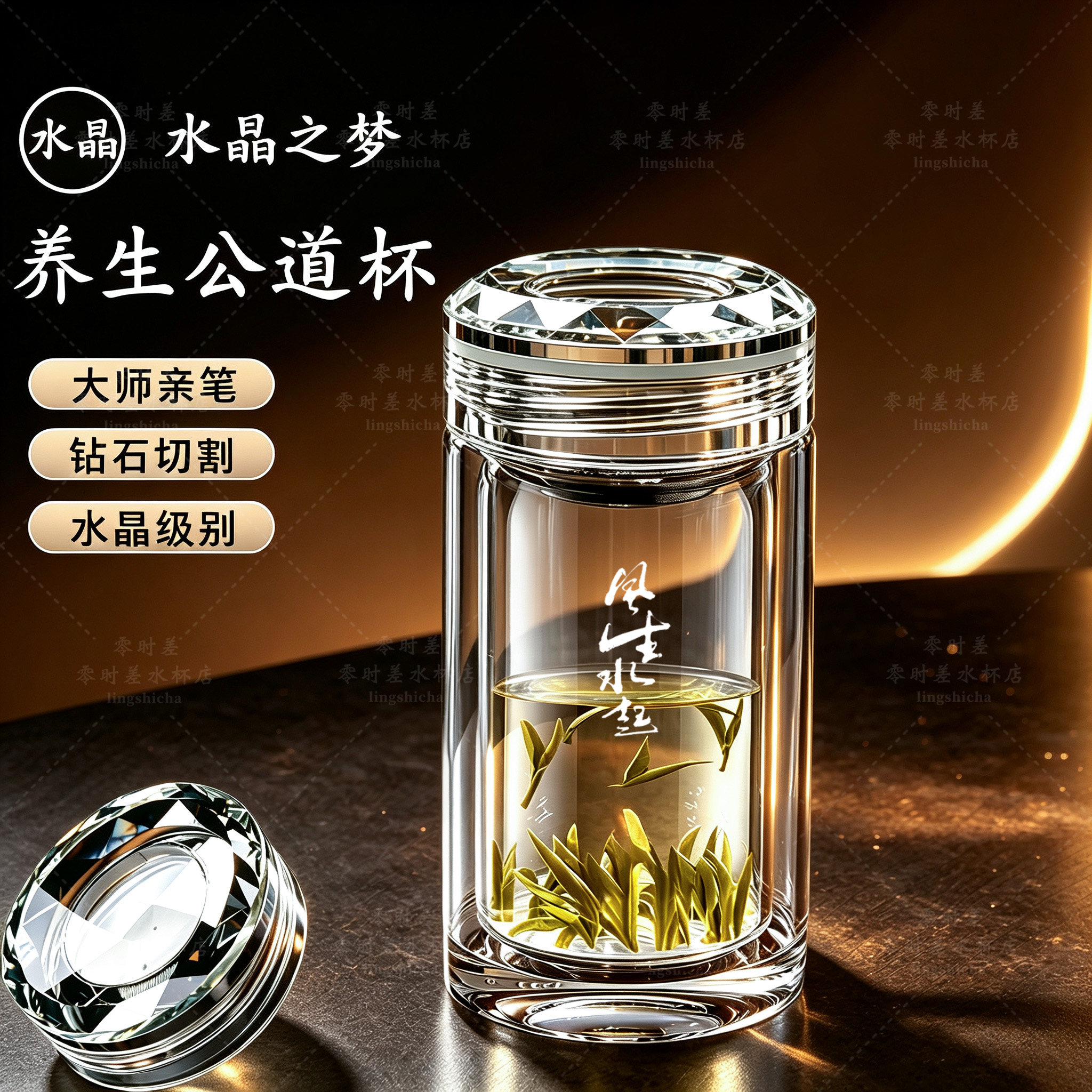 办公室水晶杯防漏隔热高硼硅玻璃