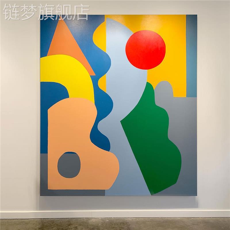 网红抽象色块装饰画客厅背创景墙大幅术意壁画样板间艺挂画
