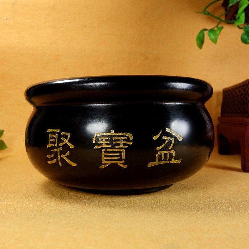天然黑曜石聚宝盆摆件家居客厅玄关办公室桌面装饰工艺品礼品