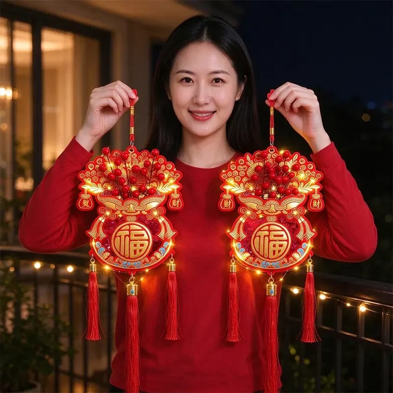 发光福袋福字装饰品挂饰流苏新年挂件春节客厅入户门乔迁喜庆薛杨