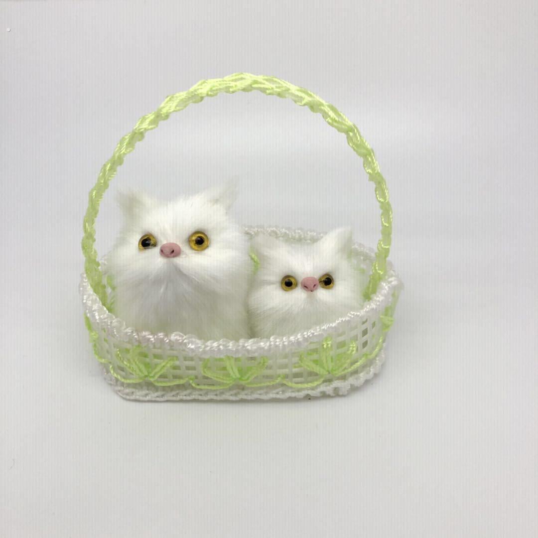 2号提篮情侣声控猫仿真猫咪可爱摆件景区摆件拍手会叫旅游纪念品