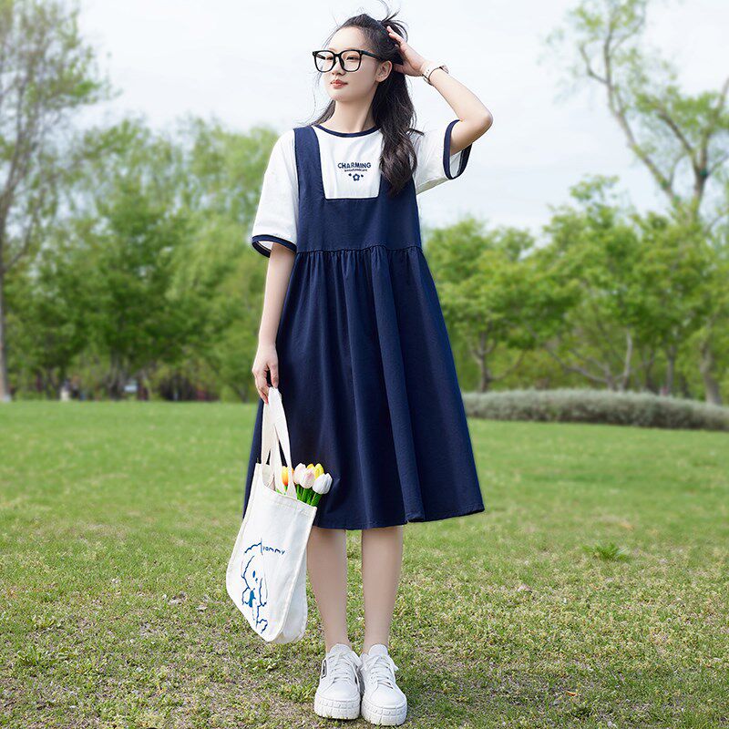 少女背带连衣裙中学生夏装15岁2024夏季新款初中生裙子高中学院风