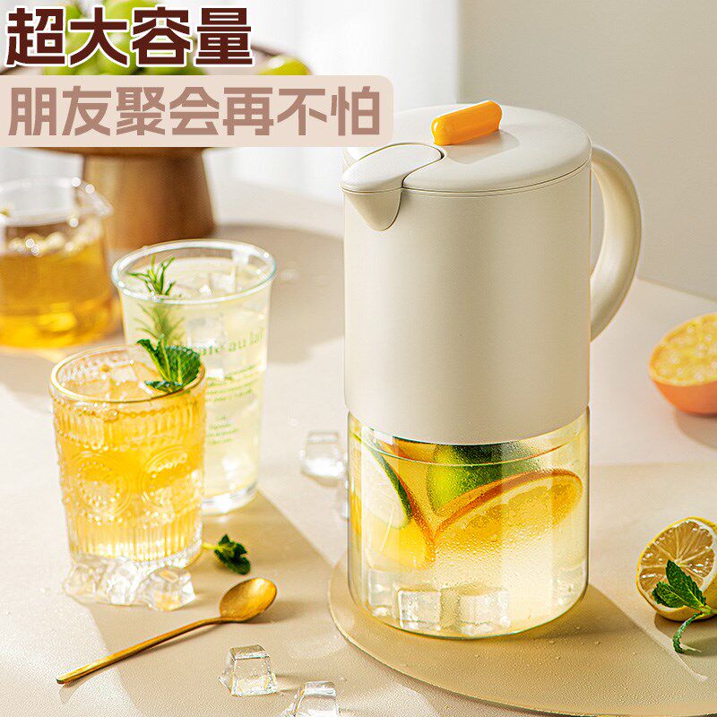 自动开合冷水壶家用大容量防尘耐高温冰箱玻璃泡茶开水凉水杯水壶