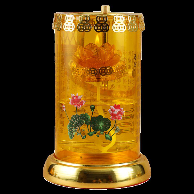 家用酥油灯灯座加大双层玻璃杯酥油油灯佛前供灯心经款30天长明灯