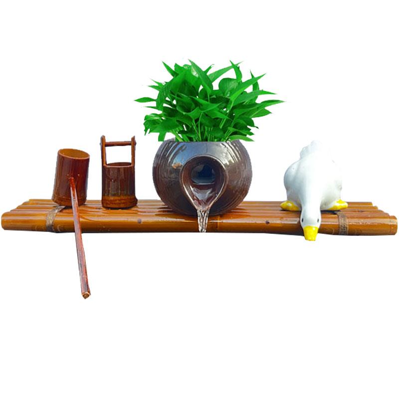 陶瓷鱼缸循环水缸造景摆件葫芦陶罐竹子流水过滤器三合一增氧净水