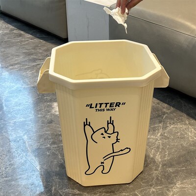 【我家的懒猫】创意猫咪带把手垃圾桶家用客厅大容量高款收纳桶