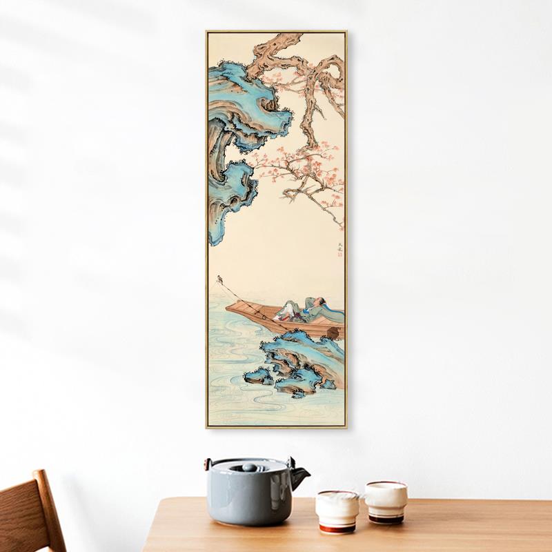 水墨宣言新中式风景国画装饰画诗情画意古风挂画玄关茶室竖版壁画