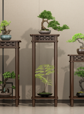 中式复古花架落地式实木置物架客厅装饰神器花盆托架2033新款花台