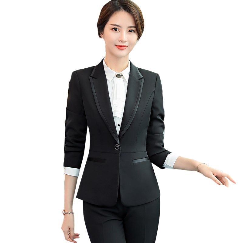 酒店经理工作服秋冬装女餐饮前台领班收银员长袖销售面试职业正装