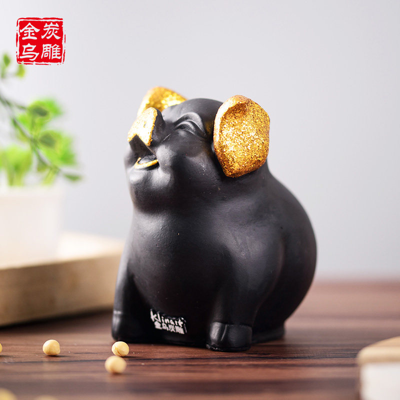 金乌炭雕活性炭雕汽车摆件车内用品装饰平安创意工艺品除味吸甲醛