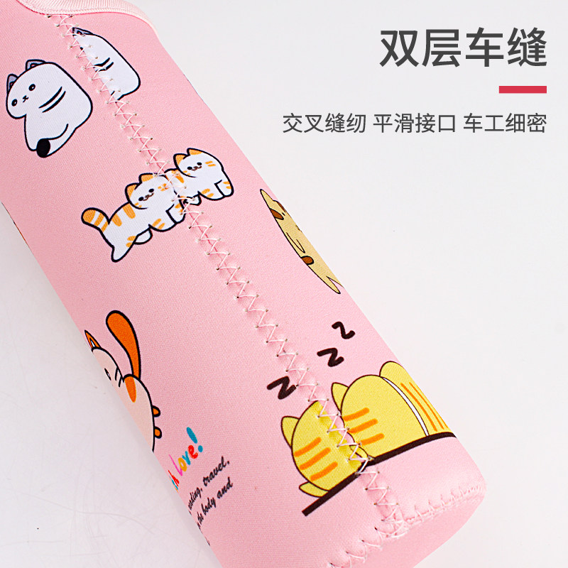 名奥通用儿童卡通保温水杯套手提斜跨保护袋学生可爱水壶背带防摔