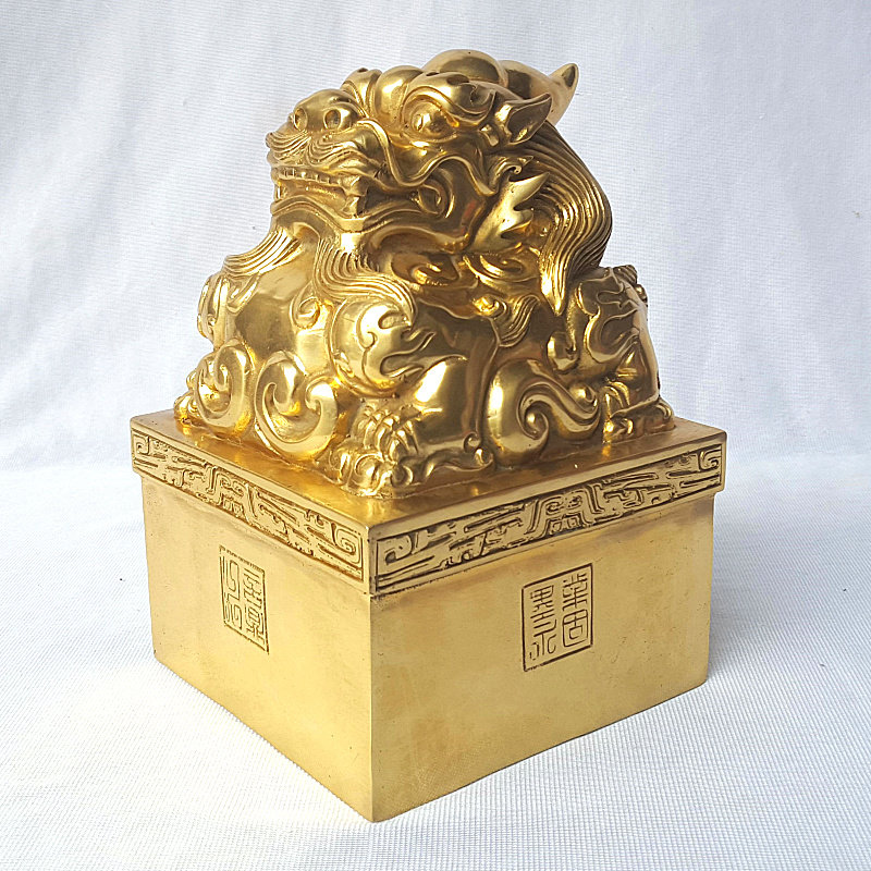 铜公貔貅印章独角皮休玉玺中式摆件家居办公饰品黄铜工艺品可刻字