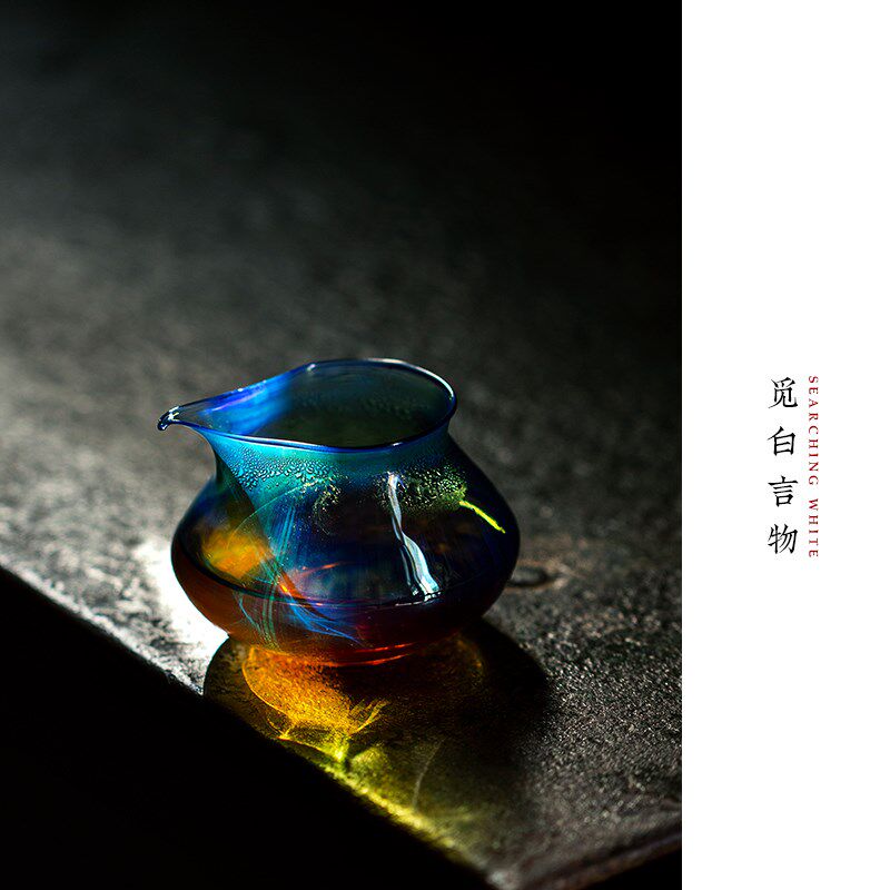 觅白熏银汽化玻璃公道杯耐热匀杯高温茶海炫彩分茶器具纯手工吹制