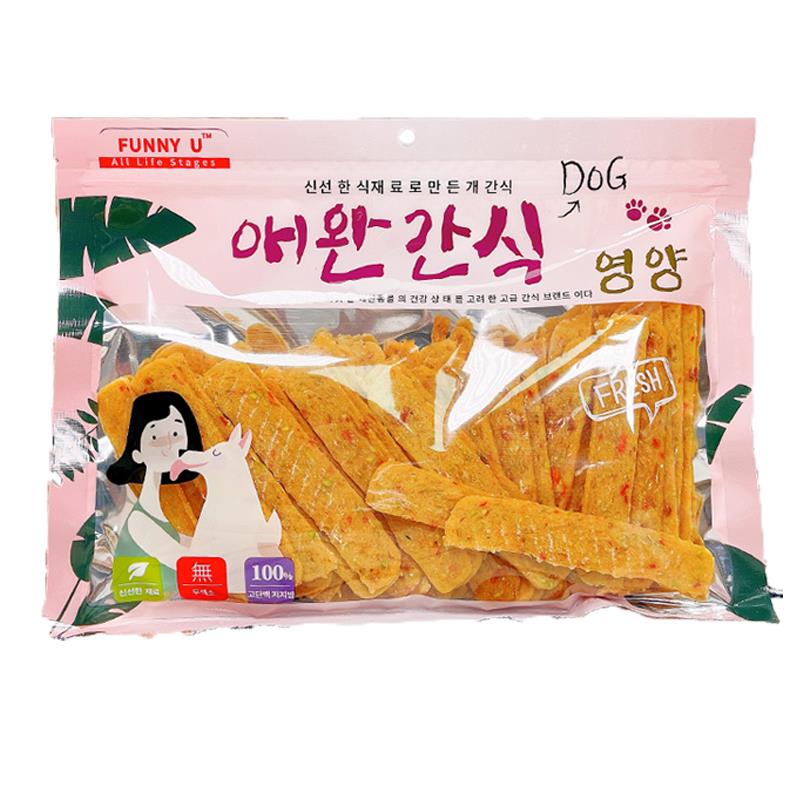 宠物狗狗零食鸭肉丝鸡肉蔬菜切片500g2包狗营养训犬奖励肉乾条