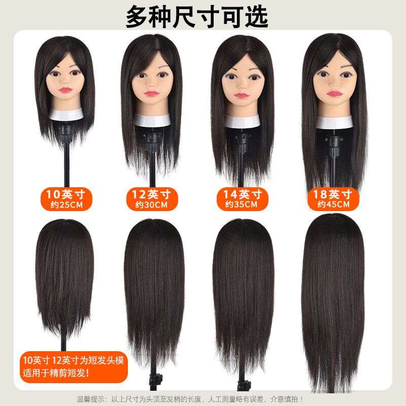 头模美发专用模特头理发店剪发练习假人头模型学徒真发长发公仔头