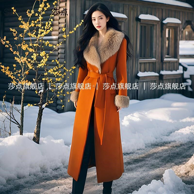 大毛领中长款高端毛呢大衣秋冬新款女修身显瘦气质高级感呢子外套