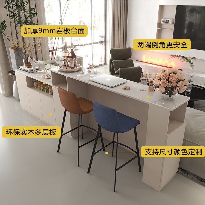 客厅岩板岛台吧台桌家用沙发后背隔断长条桌横厅靠山柜定制餐边柜