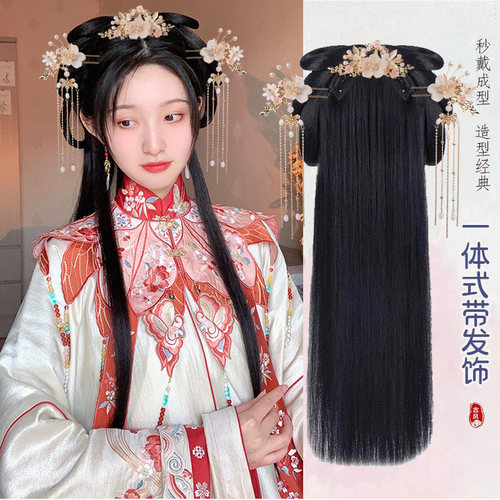 汉服假发包一体式懒人发型发箍头饰古风明制造型古装发饰百搭套装