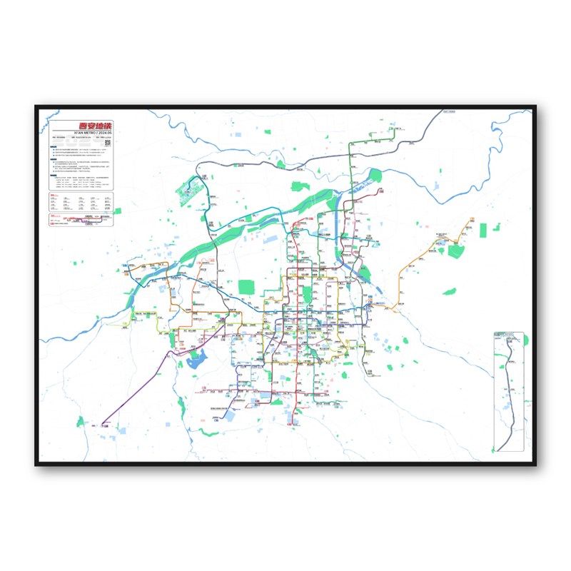 武汉西安地铁线路图2028特种纸油画布装饰画交通简约高清【简办】